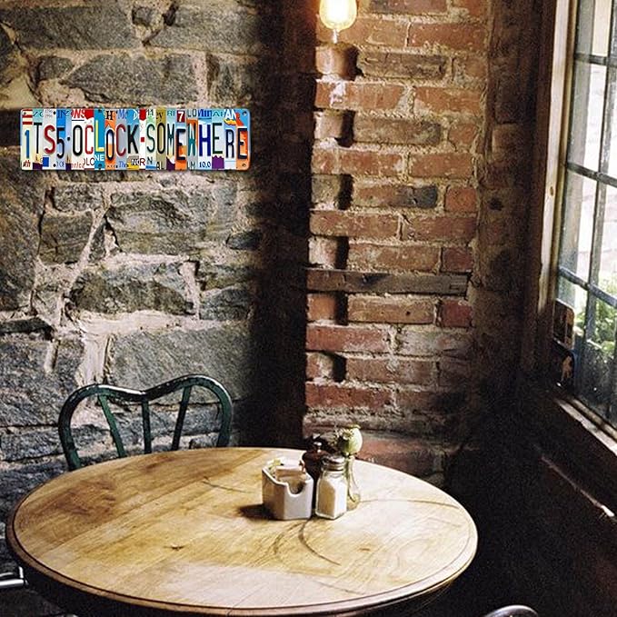 Bar Signs For Home Bar Decor Its 5 O'Clock Somewhere Sign Funny Metal Tin Sign Outdoor Bar Accessories Vintage Surfboard Decor Street Signs For Bedroom Bar Wall Decor Garage Decor It'S Five O'Clock-VerdiqueGarden