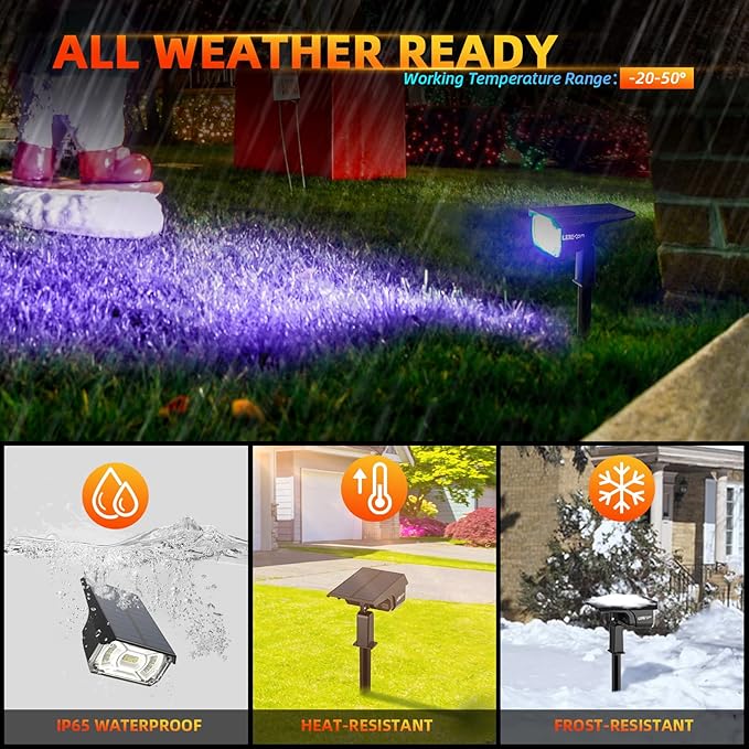 Solar Spotlights Outdoor,40 LEDs Color Changing RGB Landscape Path Lights,USB & Powered Multicoloured Spotlights,14 Colors Auto Cycling for Yard,Garden,2 Pack-VerdiqueGarden