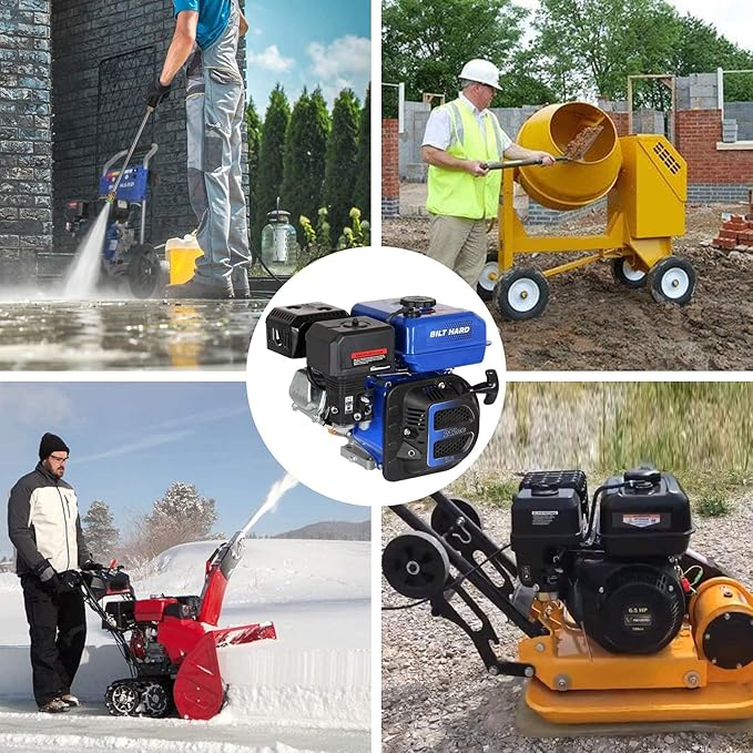 BILT HARD 7HP Gas Engine Horizontal Shaft, 212cc 4 Stroke OHV Industrial Grade Replacement Gas Motor, Shaft 3/4" (19mm) Diameter, 2-3/8" Long, 3/16" Keyway-VerdiqueGarden