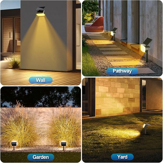 108 LED Solar Spot Lights Outdoor, Solar Lights Outdoor IP65 Waterproof, 3 Modes Solar Landscape Spotlights, Large Solar Panel Solar Powered Lights for Garden Yard Pathway(Warm White/4 Pack)-VerdiqueGarden