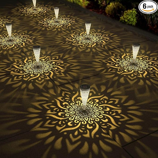 6 Pack Solar Lights Outdoor Garden Decorative Solar Garden Lights with Warm Light Waterproof Solar Pathway Landscape Light for Path Patio Backyard Walkway Yard Decor (White, 6Pcs)-VerdiqueGarden