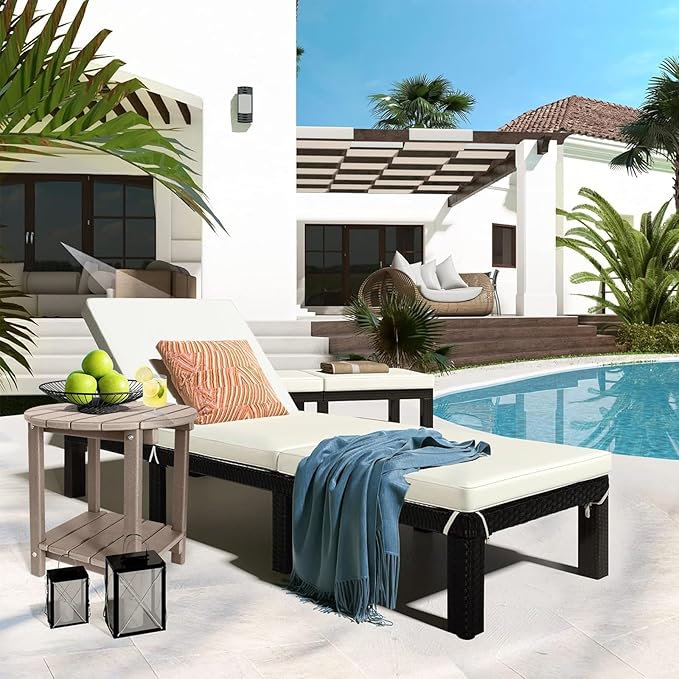 Adirondack Round Outdoor Side Table 2-Tier Storage Patio Side Table, HDPE End Tables for Backyard Pool Porch Garden Lawn (Teak)-VerdiqueGarden