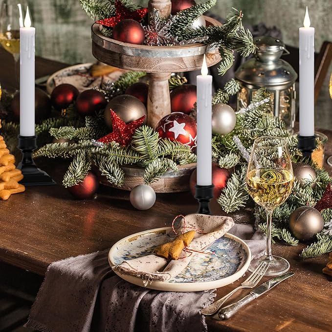 DRomance Flameless Window Candles with Remote Timer, 4 Pack White LED Flickering, Dripping Wax Effect, Suction Cups Included-VerdiqueGarden