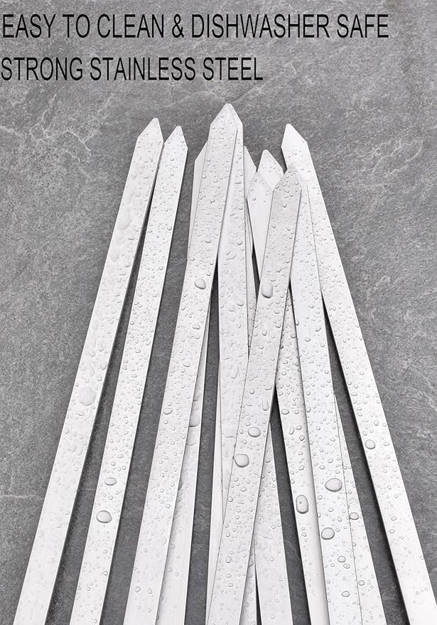 17-Inch Long Flat BBQ Skewers, HONSHEN Brazilian-style Stainless Steel 3/8 Inch Wide Blade with hardwood Handle barbecue skewers for Grilling Meat,Chicken,Shrimp,Vegetables-Set of 12-VerdiqueGarden