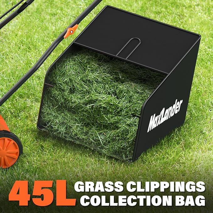 MAXLANDER 15” 13 Amp Electric Dethatcher and Scarifier, 2-in-1 Lawn Dethatcher with 5-Position Depth Adjustment, 45L Removable Collection Bag, Airboost Technology Increases Lawn Health-VerdiqueGarden