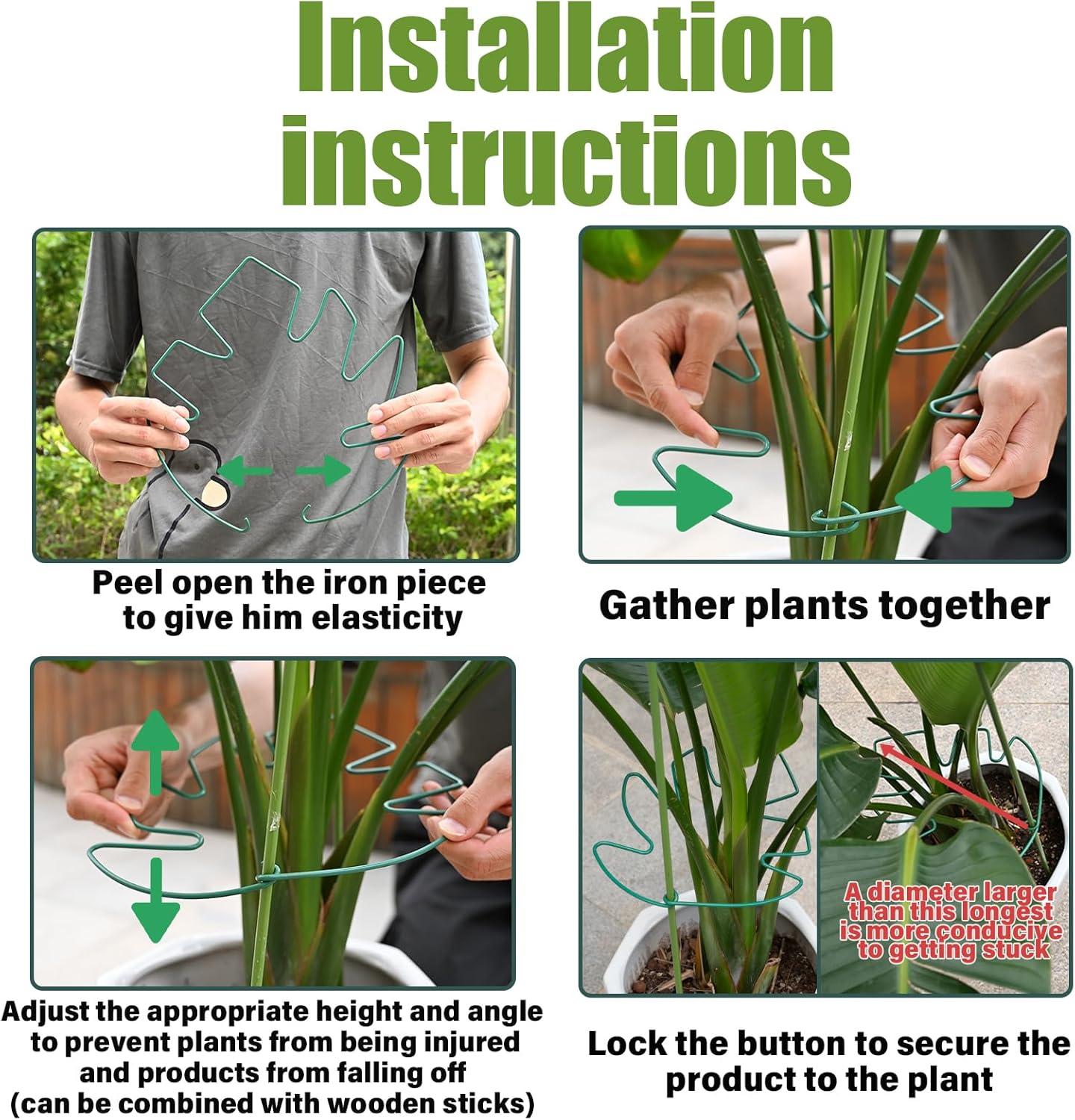 5PCS Green Monstera Plant Stem Support - 11x9.4 Adjustable Fishbone Cactus Stake Holder, Durable, Sturdy Design, Easy Installation, Gentle Grip for Indoor Plants-VerdiqueGarden