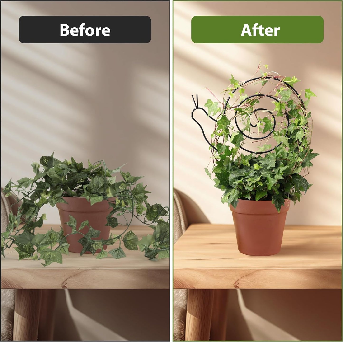 2 Pack Plant Trellis Indoor, 11" W x 13" H Small Trellis for Potted Plants, Decorative Trellis for Climbing Plants Indoor, Ideal for Vines on Tabletops, Balconies, Gardens and Lawns, Snail-Shaped-VerdiqueGarden