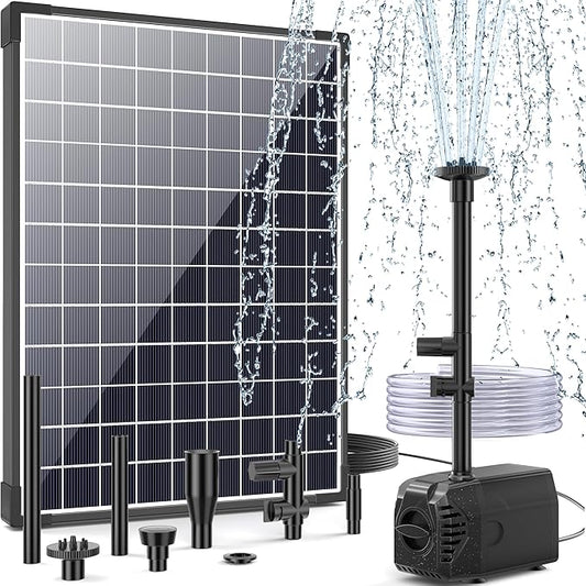 POPOSOAP 25W Solar Water Fountain Pump, Solar Water Pump with Flow Adjustable, Solar Pond Pump Pump with Dry-Run Protection & Diverter Valve for Ponds, Garden, Fish Tank, Waterfall, Hydroponics-VerdiqueGarden