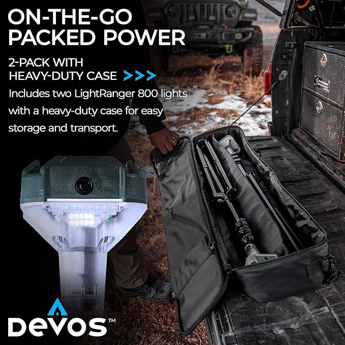 Devos Outdoor | LightRanger 800 Lumen Rechargeable Telescoping LED Lantern | 30 Hour Run Time | Illuminates a 40 Foot Diameter Area | 2 Pack with Padded Case-VerdiqueGarden