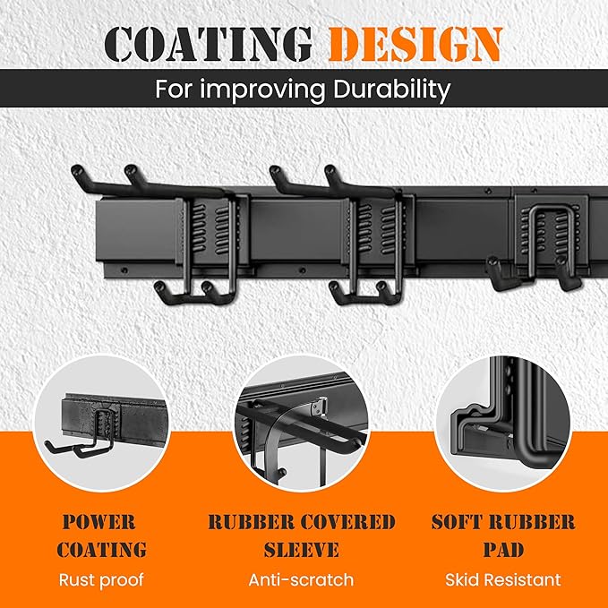 Garage Storage, Garage Organization, Garage Tool Organizer Wall Mount, Garden Tool Organization and Storage 48.1 Inches, Max 450lbs Adjustable Metal Hooks, Hangers Garden Yard Tool Rack,-VerdiqueGarden