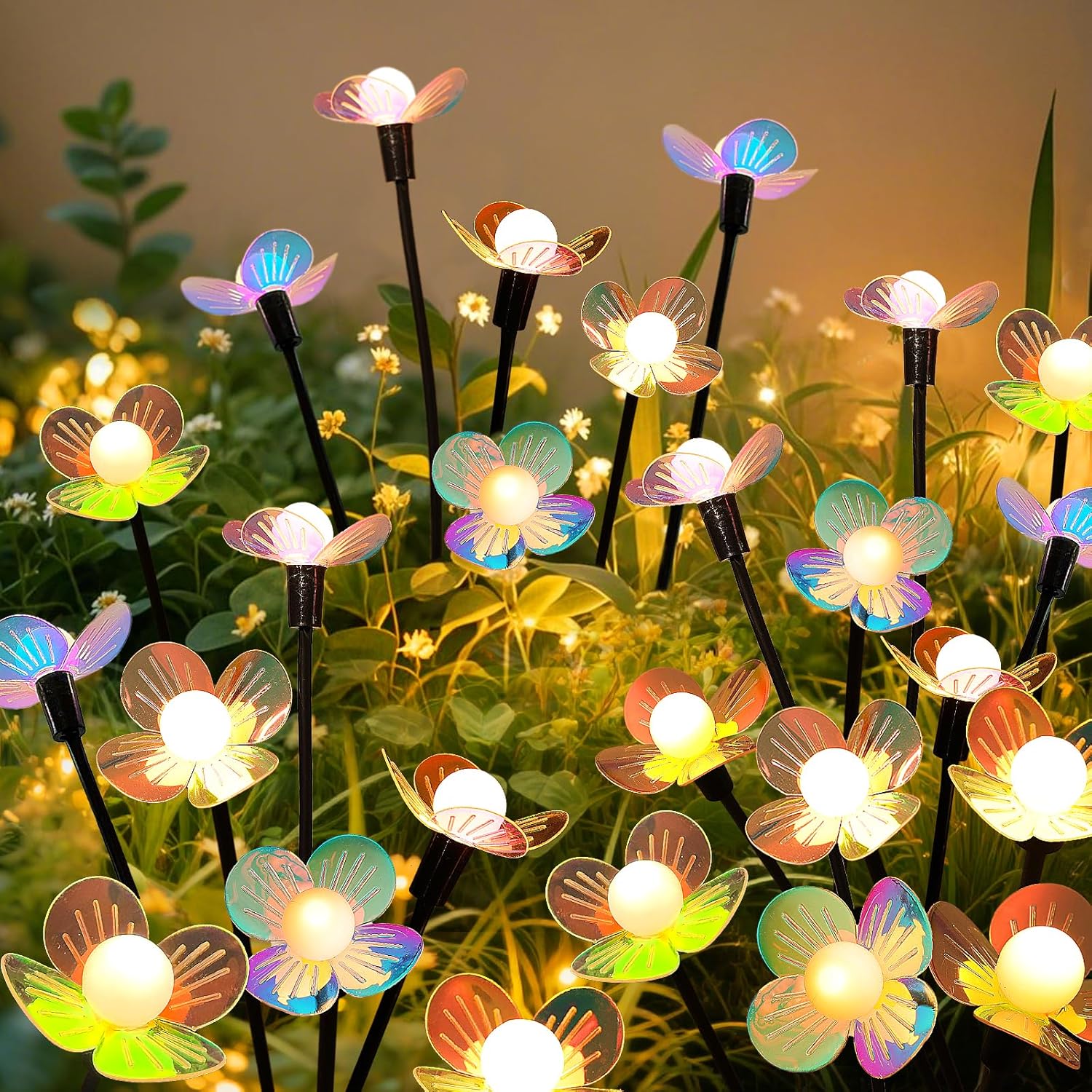 Solar Garden Lights, 4 Pack 24 LED Solar Swaying Flower Light, Waterproof Firefly Lights Outdoor Fairy Light for Garden Patio Yard Pathway Flower Bed Decoration-VerdiqueGarden