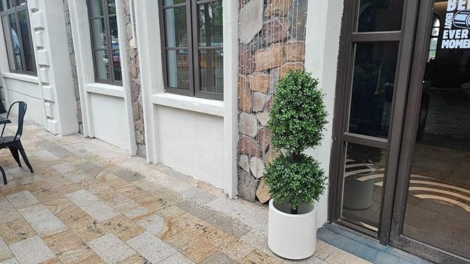 4ft Artificial Topiary Trees Boxwood Ball Shape Fake Trees Porch Decor, Outdoor Plants 2Pack-VerdiqueGarden