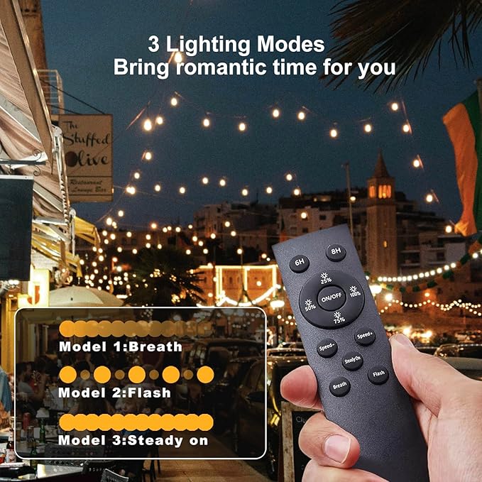 102(96+6) ft Solar String Lights Outdoor, Waterproof with USB Port Remote Control Solar Patio Lights,32 Shatterproof S14 Bulbs,1W Soft White-VerdiqueGarden