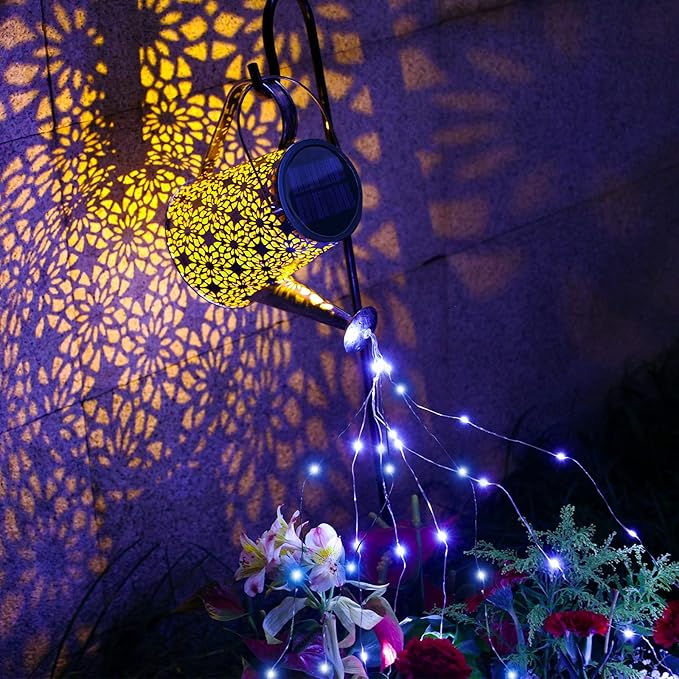 VOOKRY Solar Watering Can Lights, Large Hanging Solar Lights Outdoor Decorative Garden Decor Waterproof for Outside Patio Yard Porch Lawn Landscape Birthday Gifts for Women Mom Grandma(Blue)-VerdiqueGarden