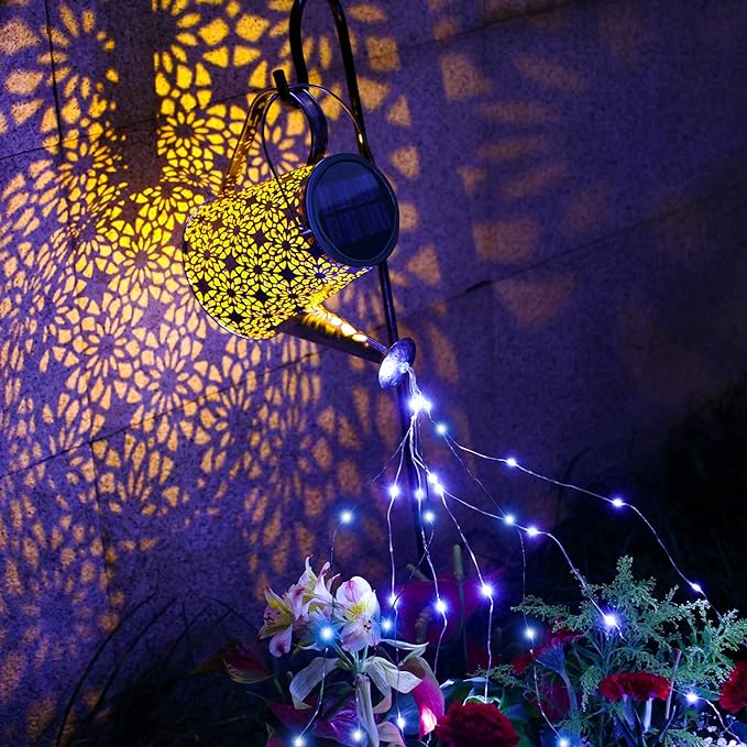 VOOKRY Watering Can with Lights, Large Hanging Solar Lights Outdoor Waterproof, Decorative Retro Metal Solar Garden Decor for Patio Yard Porch Lawn Landscape Gardening Gifts for Mom Grandma Women-VerdiqueGarden