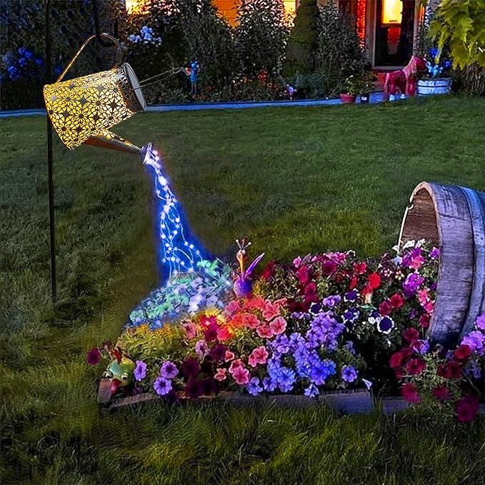 VOOKRY Solar Watering Can Lights, Large Hanging Solar Lights Outdoor Decorative Garden Decor Waterproof for Outside Patio Yard Porch Lawn Landscape Birthday Gifts for Women Mom Grandma(Blue)-VerdiqueGarden