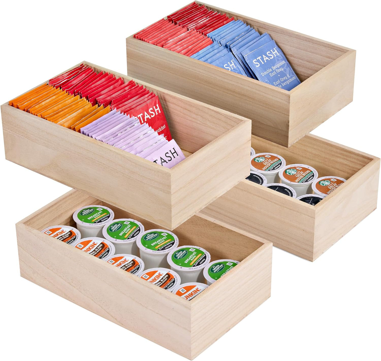 Sorbus Unfinished Wood Crates - Organizer Bins, Wooden Box for Pantry, Closet, Arts & Crafts, Cabinet Organizers, Containers (4 Pack)-VerdiqueGarden