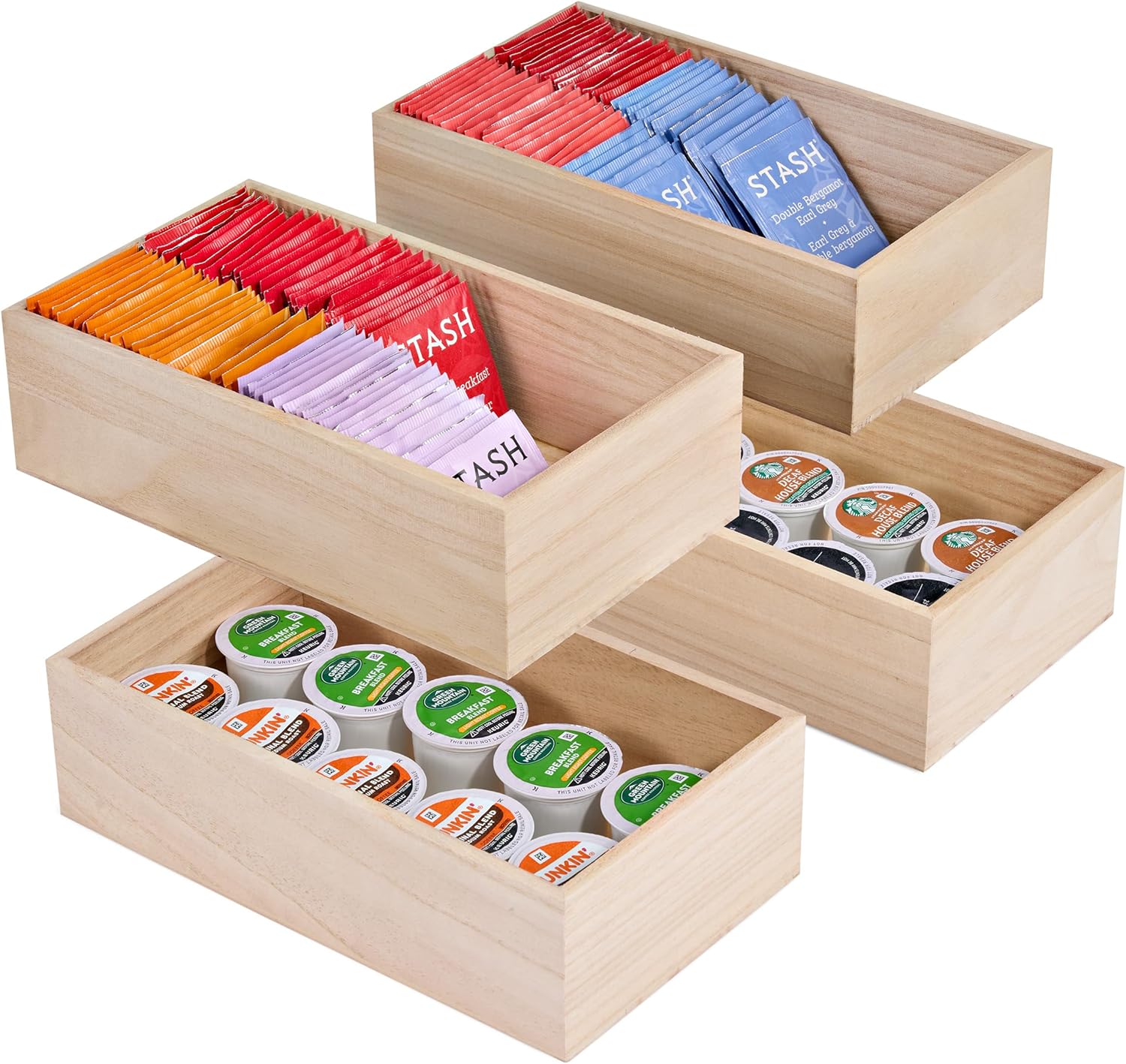 Sorbus Unfinished Wood Crates - Organizer Bins, Wooden Box for Pantry, Closet, Arts & Crafts, Cabinet Organizers, Containers (4 Pack)-VerdiqueGarden