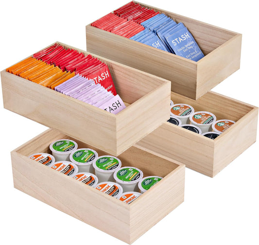 Sorbus Unfinished Wood Crates - Organizer Bins, Wooden Box for Pantry, Closet, Arts & Crafts, Cabinet Organizers, Containers (4 Pack)-VerdiqueGarden