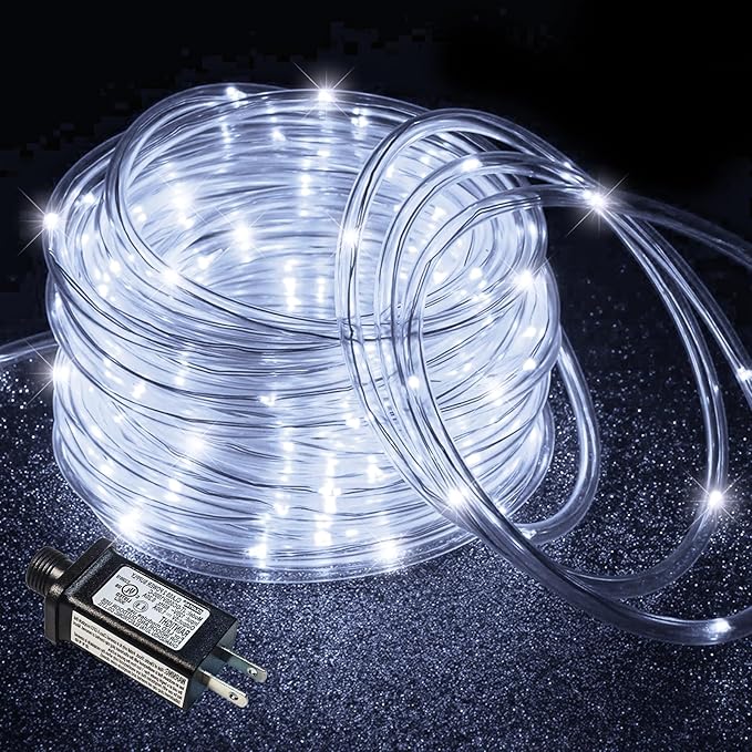 Rope Lights for Outside, 66FT 200 LED Christmas String Lights with Waterproof 8 Modes, Flexible and Connectable Plug in Fairy Light for Outdoor Indoor Patio Pool Garden Party Holiday Decor, White-VerdiqueGarden