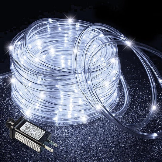 Rope Lights for Outside, 66FT 200 LED Christmas String Lights with Waterproof 8 Modes, Flexible and Connectable Plug in Fairy Light for Outdoor Indoor Patio Pool Garden Party Holiday Decor, White-VerdiqueGarden
