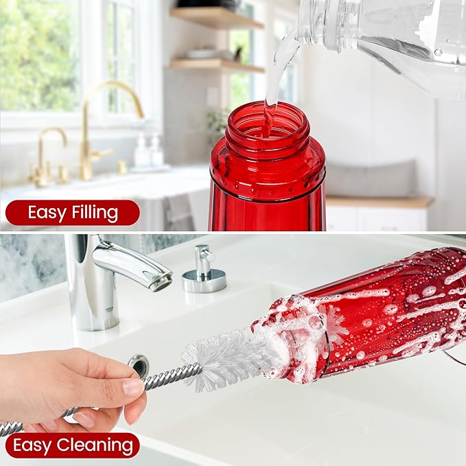 Hummingbird Feeder 2pack-14Ounces，5 Feeding Ports Glass Hummingbird feeders for Outdoors,Wide Mouth for Easy Filling/Cleaning，Hanging for Garden Backyard Decor, Includes Ant Moat (Red)-VerdiqueGarden