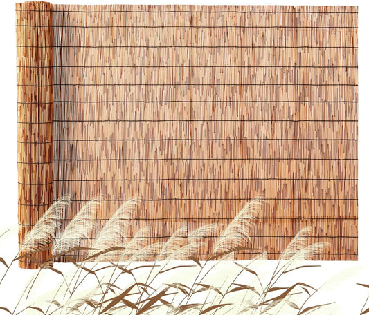 VEVOR Natural Reed Fencing, 4ft x 16.4 ft, Decorative Bamboo Privacy Screen,Reed Fence Roll Patio Decorative Fences Reed Screen Curtain for Garden Backyard Patio Balconies,Brown-VerdiqueGarden