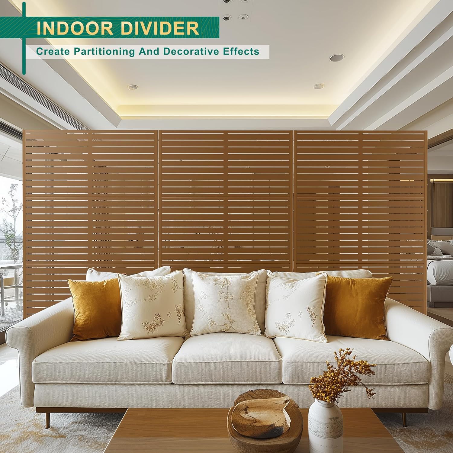 72" H×47" W Metal Privacy Screen Outdoor Privacy Screen Freestanding, Freestanding Decorative Privacy Screen for Balcony Yard&Garden(Consists of 3 Panels)-VerdiqueGarden