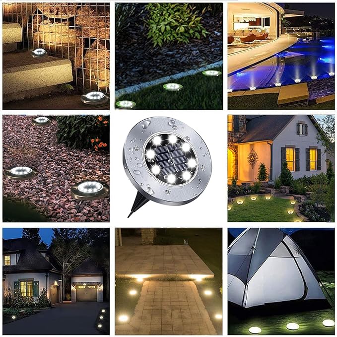 Solar Ground Light, Waterproof Solar Garden Lights, Upgraded Outdoor Garden Waterproof Bright in-Ground Light, Landscape Lights for Pathway,Yard,Deck,Lawn,Patio,Walkway (16 Pack White Light)-VerdiqueGarden