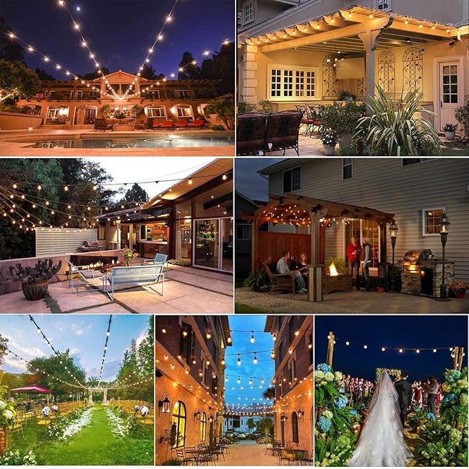 BRIMAX 25 Pack 2W S14 Replacement LED Bulbs,2700K Soft Warm White, Shatterproof Waterproof Outdoor String Light Bulbs Dimmable,E26 Medium Base,Plastic Edison Bulbs for Patio Garden-VerdiqueGarden