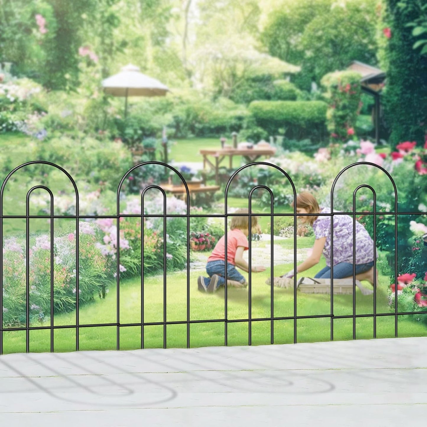 Garden Fence Border 32inX20ft Black Metal Wire Garden Fencing Panel Outdoor Folding Decorative Fences Flower Lawn Edging for Landscape Patio Yard-VerdiqueGarden