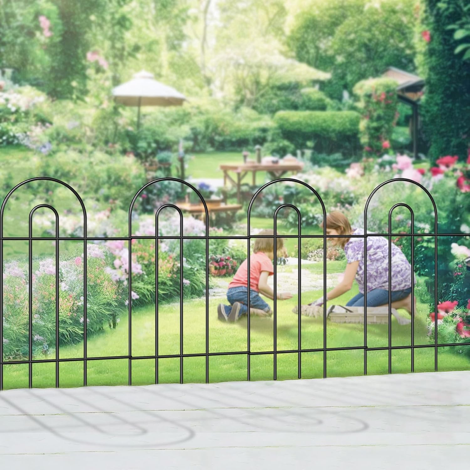 Garden Fence Border 32inX20ft Black Metal Wire Garden Fencing Panel Outdoor Folding Decorative Fences Flower Lawn Edging for Landscape Patio Yard-VerdiqueGarden