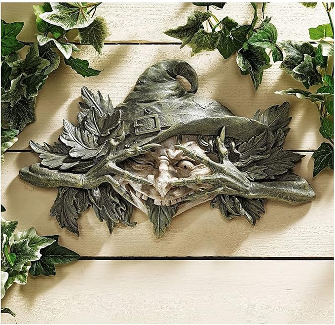 Design Toscano Poison Ivy Forest Witch Greenman Wall Hanging Sculpture, 15.5" Wx2 Dx9.5 H, two tone stone-VerdiqueGarden