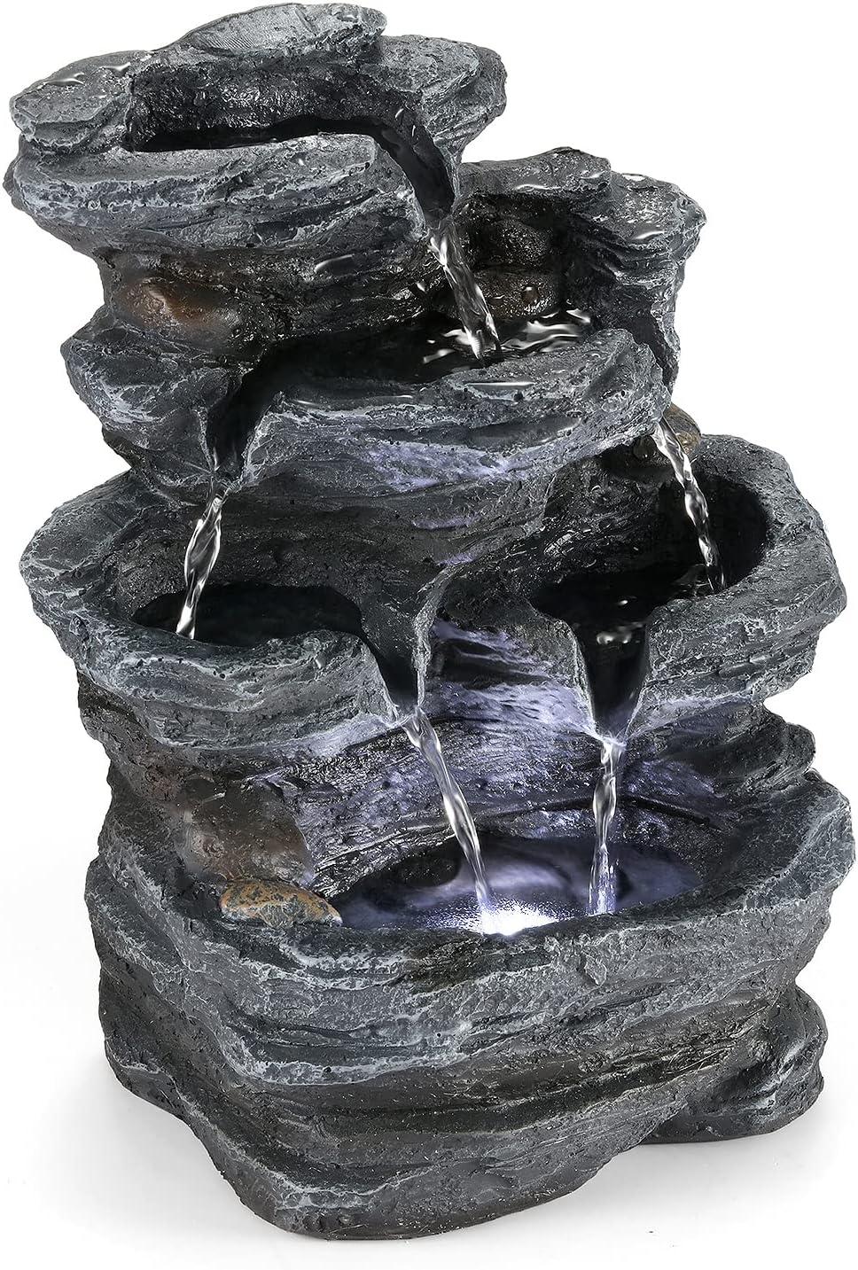 WICHEMI Indoor Fountain Tabletop Fountain Waterfall Fountains Stacked Rocks Water Feature Feng Shui Zen Meditation Relaxation Desktop Fountain for Home and Office Indoor Spaces Decor (Style 20)-VerdiqueGarden