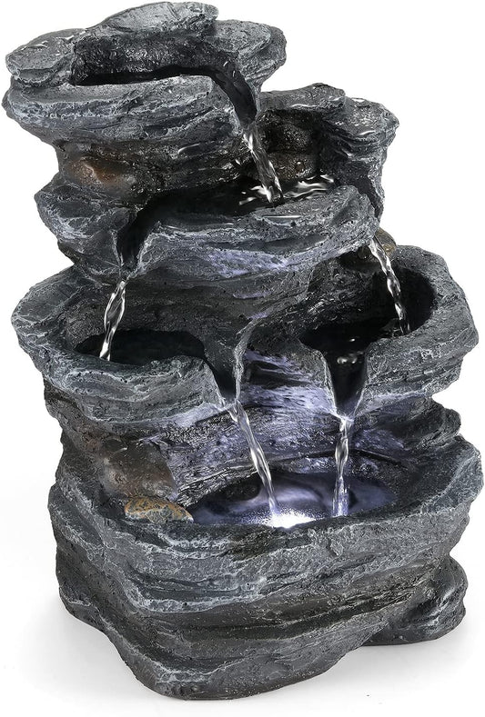 WICHEMI Indoor Fountain Tabletop Fountain Waterfall Fountains Stacked Rocks Water Feature Feng Shui Zen Meditation Relaxation Desktop Fountain for Home and Office Indoor Spaces Decor (Style 20)-VerdiqueGarden