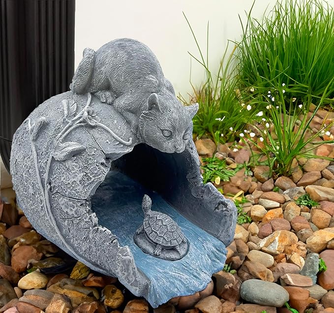 Teaeeno Cat Statues Decor Gutter Downspout Extension Decorative, Animal Statue Outdoor Decor, 3"×4" Rain Gutter Downspout Splash Block, Garden Splash Block Outdoor Sculpture, Rain Downspout Diverter-VerdiqueGarden