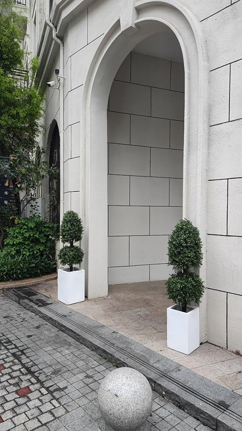 4ft Artificial Topiary Trees Boxwood Ball Shape Fake Trees Porch Decor, Outdoor Plants 2Pack-VerdiqueGarden