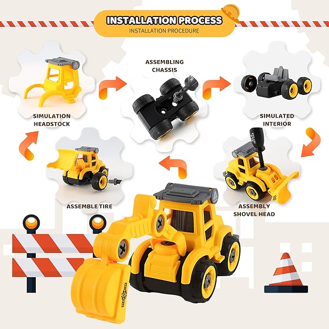 Asoxt 43-Piece Construction Sensory Playset – 2 lbs Play Sand, 4 DIY Trucks, Crane & Road Signs – Creative Sandbox Toy for Kids Ages 3+-VerdiqueGarden