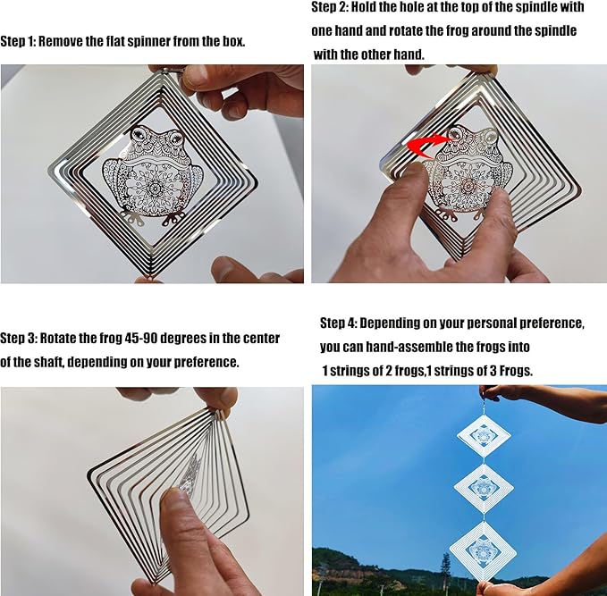 Bird Deterrents for Outside, Reflective Stainless Steel Bird Scare, Frog Wind Spinners Outdoor Garden Decor, Bird Scare Devices to Keep Woodpeckers, Pigeons Away from Your House, Patio, Orchards-VerdiqueGarden