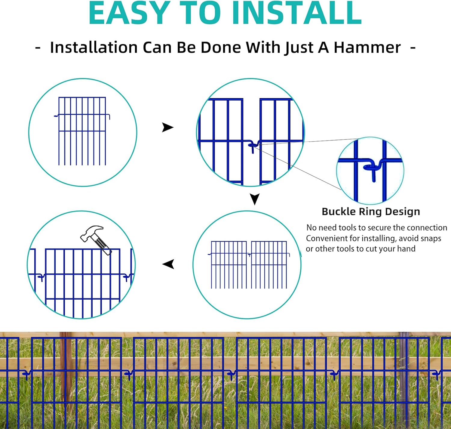 Animal Barrier Fence, 25 Panels No Dig Fences, 17in(H) X 27ft(L) Garden Fence Animal Barrier for Rabbits and Dog Under Fencing Barrier, Rustproof Metal Fences Border for Outdoor, Yard, Patio-VerdiqueGarden