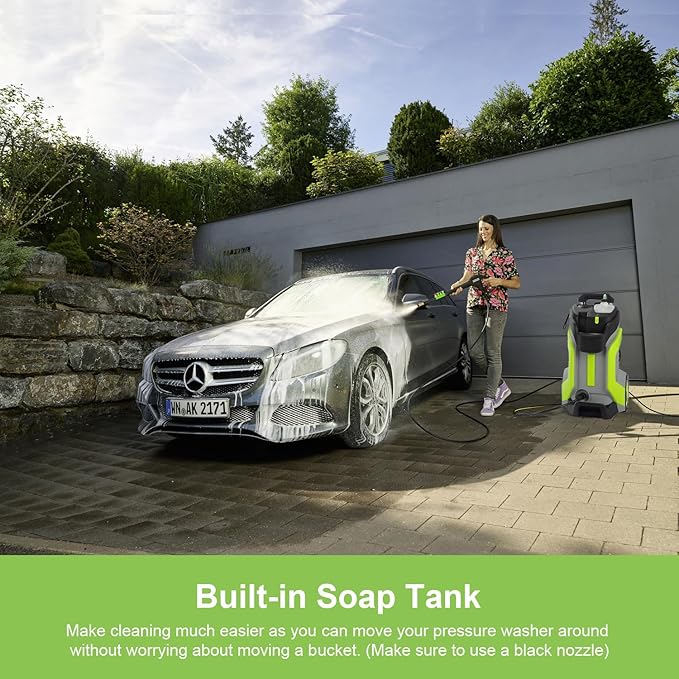 Electric Pressure Washer 5000PSI 4.0GPM Power Washers with M22-14mm Pressure Hose 33FT, Power Sprayers High Pressure with 1/4" QC Compatible Surface Cleaner for Home Cars Driveways, LGreen-VerdiqueGarden