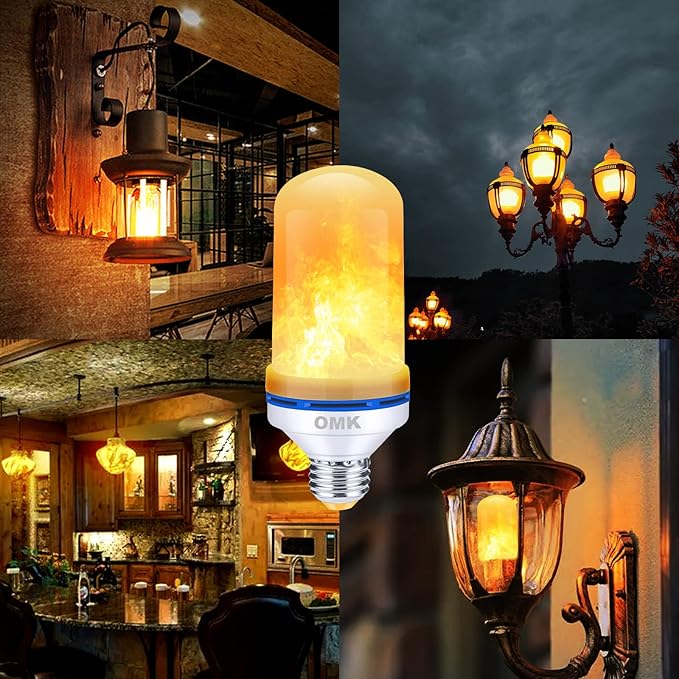 OMK Flame Light Bulbs, Christmas Decorations Flame Bulb, LED Flame Effect Fire Light Bulbs, for Porch Yard Bedroom Hotel Bar Pary Holiday Gifts-VerdiqueGarden