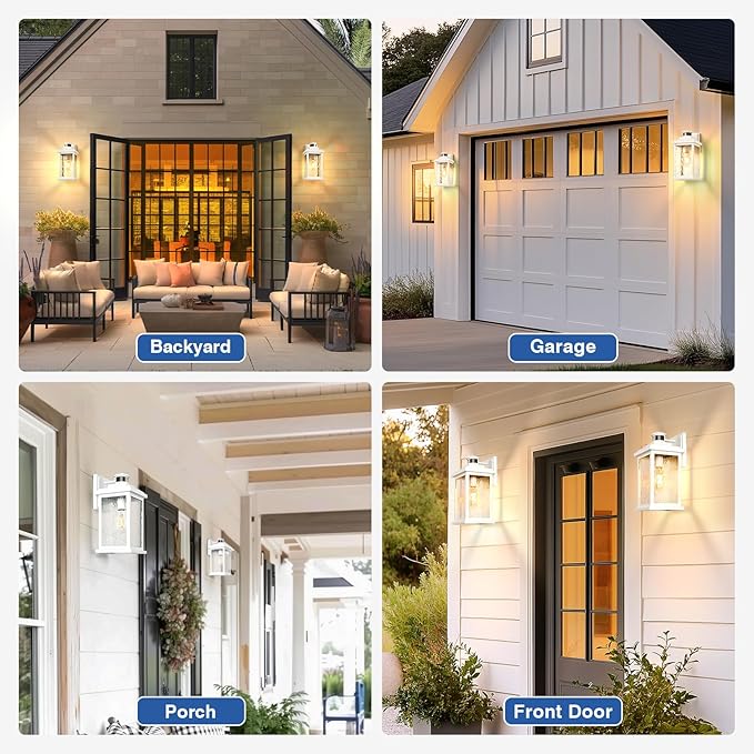 VIANIS Large Adjustable Sensitivity Motion Sensor Exterior Porch Lights, White Dusk to Dawn Outdoor Lighting, Anti-Rust Waterproof Front Porch Light for Garage, Front Door-VerdiqueGarden