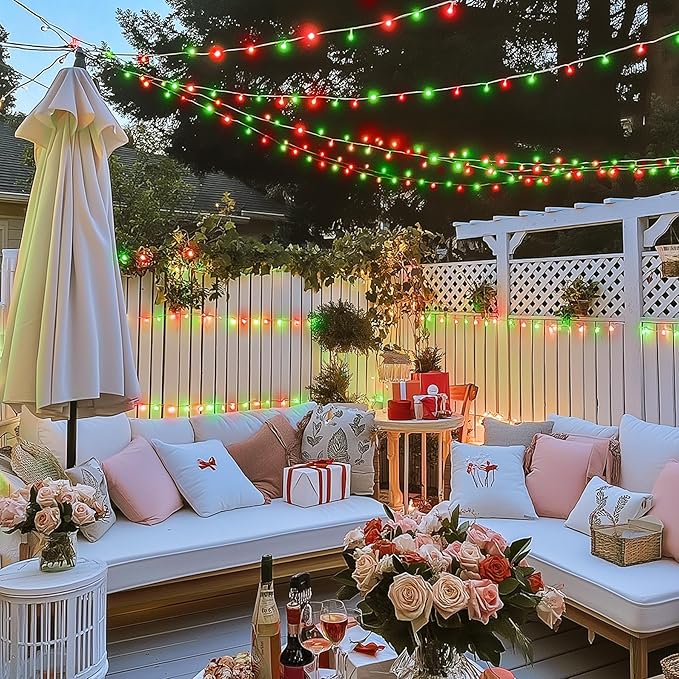 JMEXSUSS 200 LED Red and Green Christmas Lights Outdoor, 66ft String Lights Indoor Clear Wire Plug in for Bedroom Party Christmas Tree Decorations-VerdiqueGarden