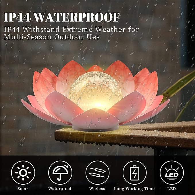 Solar Light Outdoor, Metal Glass Decorative Waterproof Garden Light LED Solar Flower Lights for Patio, Lawn,Walkway,Tabletop,Ground-VerdiqueGarden