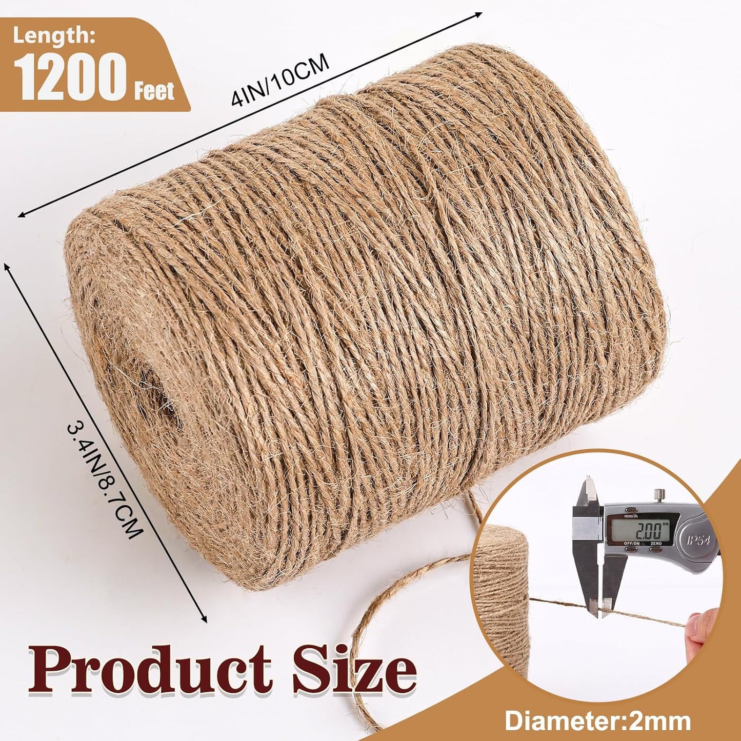 XSEINO 1200 Feet Natural Jute Twine Strong Garden Twine Rope for Arts Crafts Gift Wrapping Gardening Tomato Climbing Plant Tie Floristry Packing Decor-VerdiqueGarden