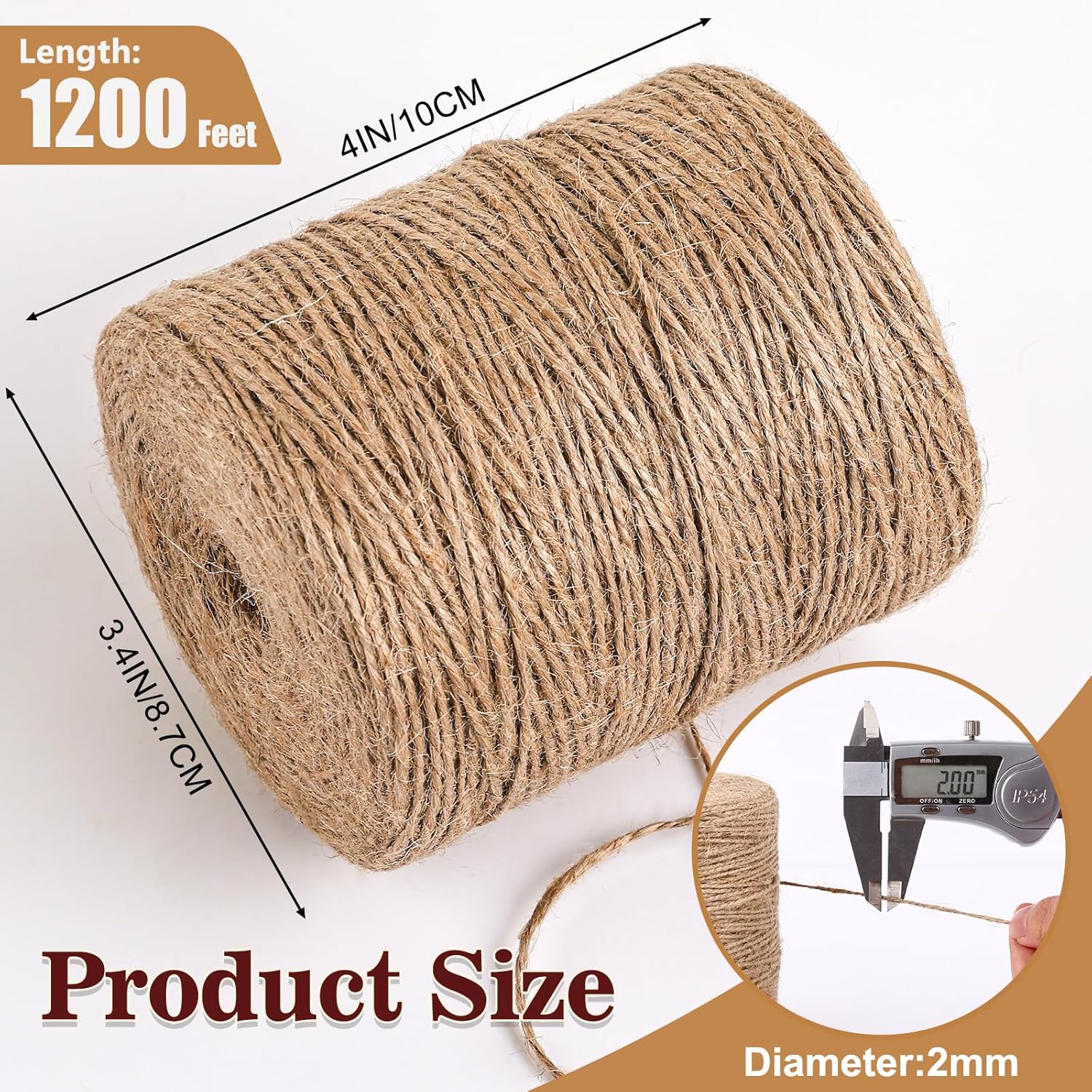 XSEINO 1200 Feet Natural Jute Twine Strong Garden Twine Rope for Arts Crafts Gift Wrapping Gardening Tomato Climbing Plant Tie Floristry Packing Decor-VerdiqueGarden