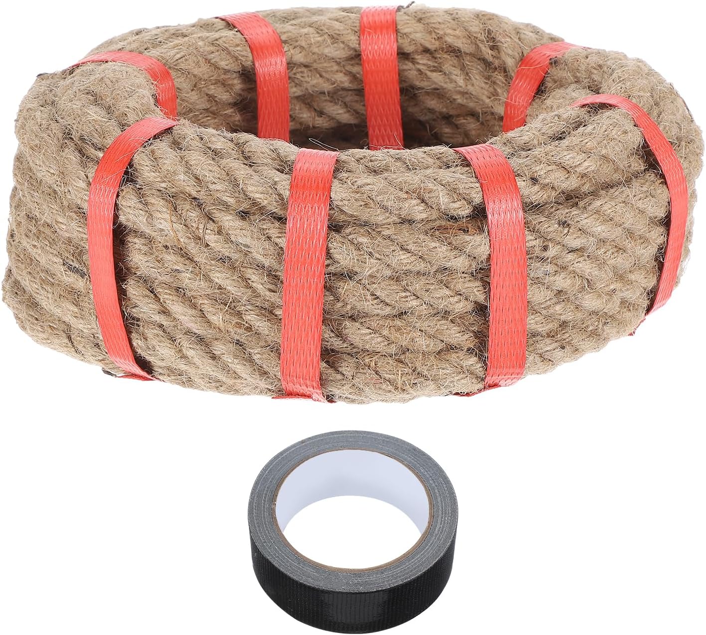 MECCANIXITY Jute Rope 0.5 Inch x 10ft, Thick Twine Rope Ropes Braided Jute Twine Natural Brown Burlap Cord String Heavy Twisted with Tape for Decorative Crafts Railing Swing Tug of War-VerdiqueGarden