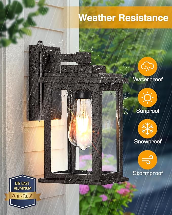VIANIS Bronze Outdoor Wall Lights, Dusk to Dawn Led Outdoor Light, Aluminum Exterior Lighting Fixtures, Waterproof Porch Lights Outdoor for House, Doorway, Garage,Hardwired, Non-Solar-VerdiqueGarden