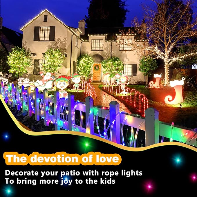 RGBW LED Rope Lights Outdoor with USB Powered, 33Ft 100 LED String Lights Indoor with Remote, 20 Color Changing Fairy Lights for Outside Garden Party Wedding Christmas-VerdiqueGarden